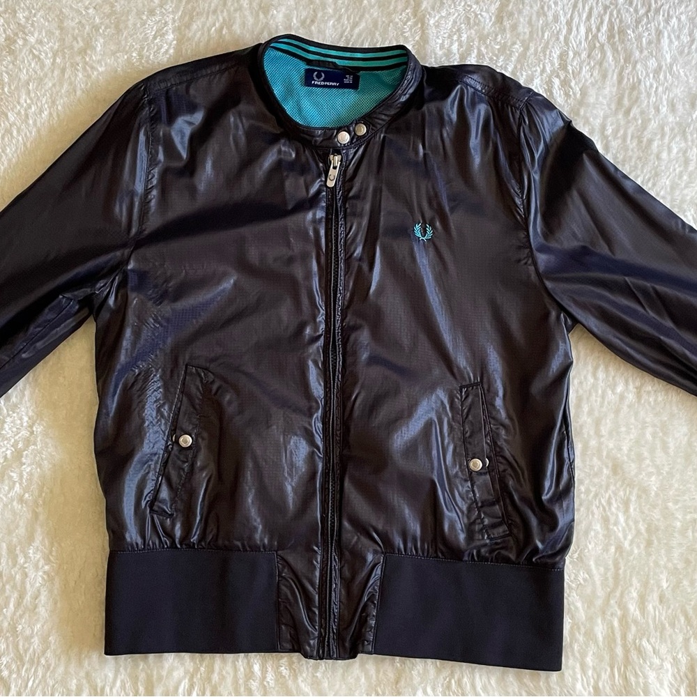 Fred Perry Black Bomber Jacket with Ribbed Details